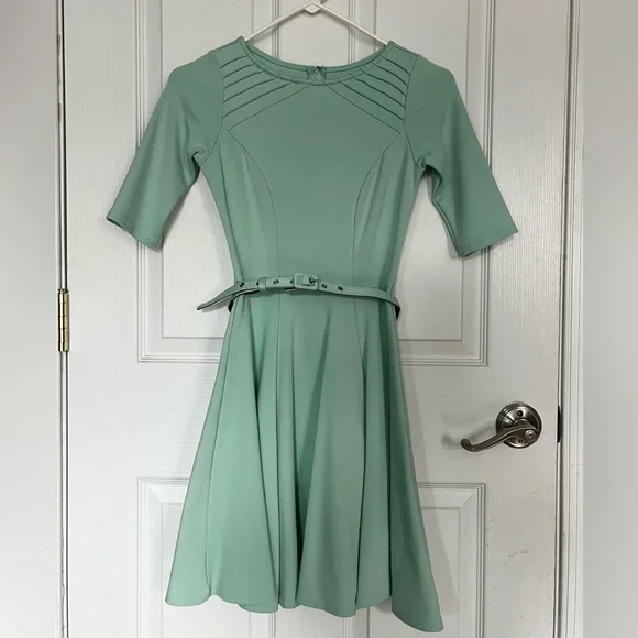 Unique Vintage Mint Green Fit-and-Flare Dress - Picture 2 of 7